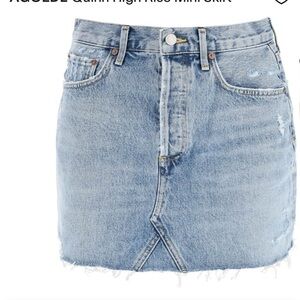 AGOLDE Quinn High Rise Mini Skirt.  Size 24.  100% cotton Premium Denim.